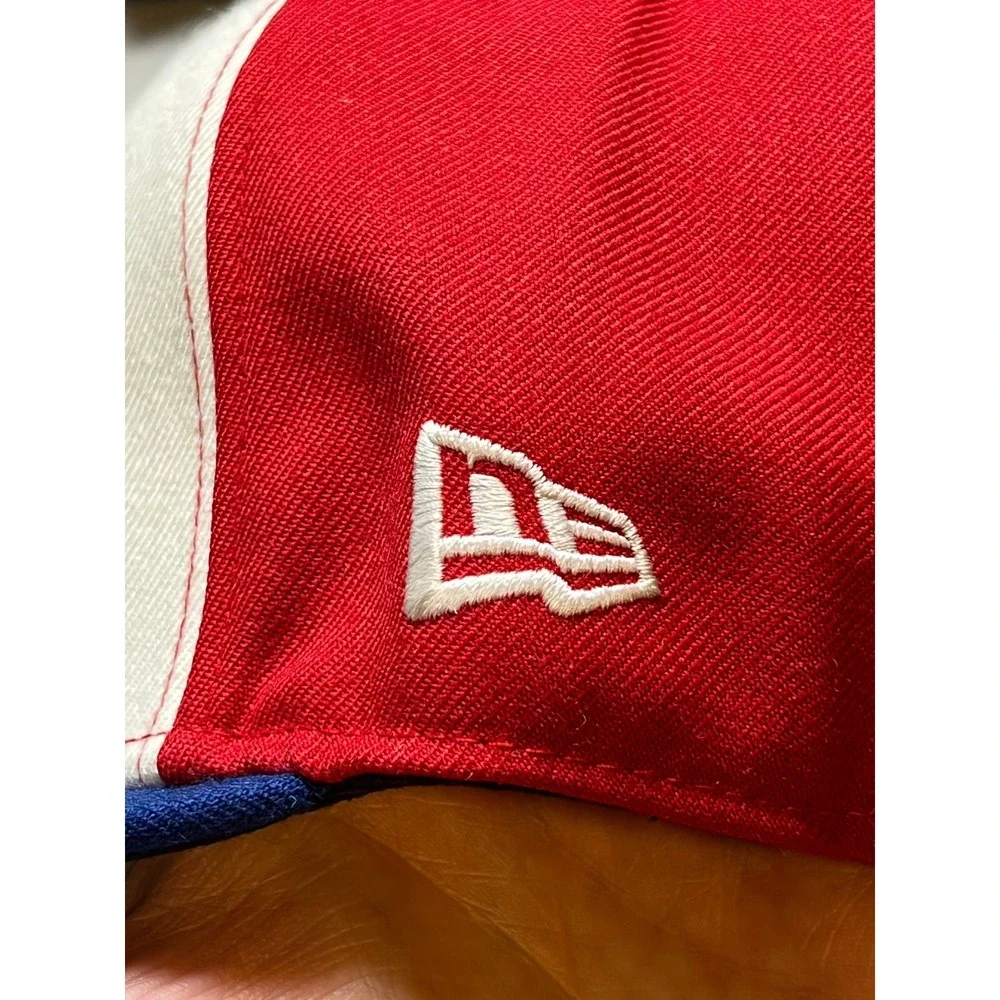 New Era Montreal Expos Fitted Hat Mens 6 7/8 Blue Red Cream 59FIFTY MLB Cap
